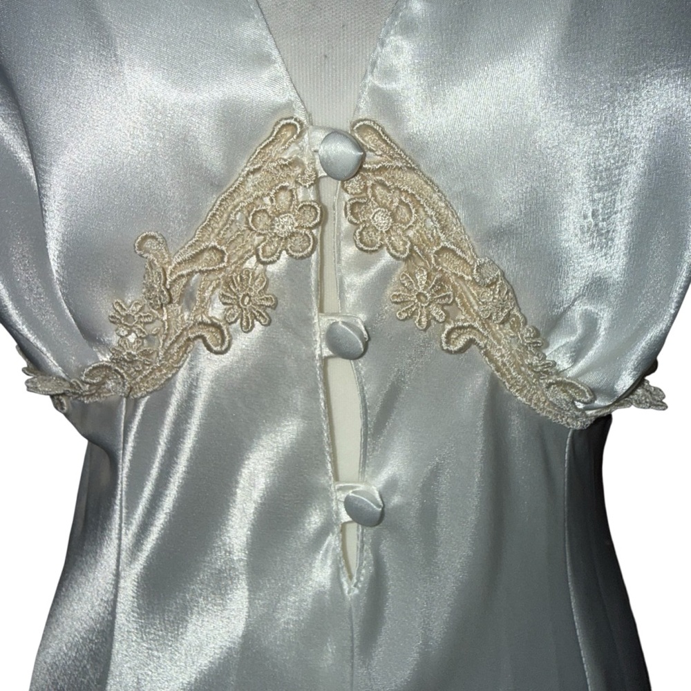 Vintage Dentelle robe and slip dress nightgown set 2 pc sheer lace bridal S/M - Picture 10 of 16